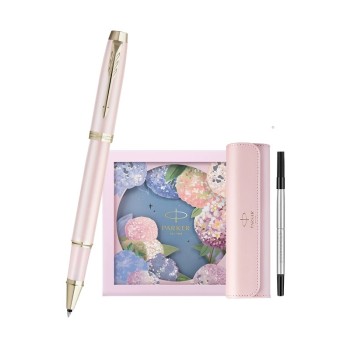 IM Pink Fantasy Gold Trim Pearl Pen + Hydrangea Floral Gift Box