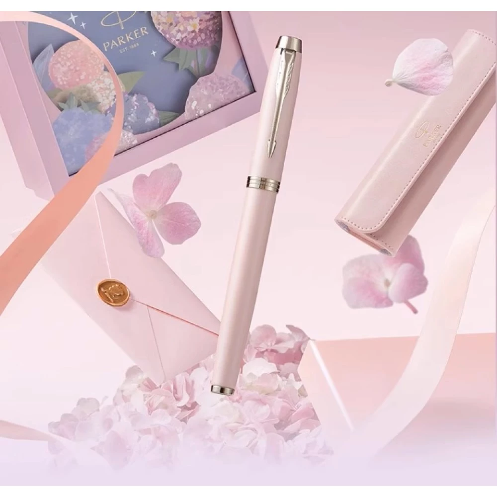 IM Pink Fantasy Gold Trim Fountain Pen + Hydrangea Floral Gift Box